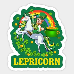 Lepricorn Leprechaun Unicorn T shirt St Patricks Day Girls Sticker